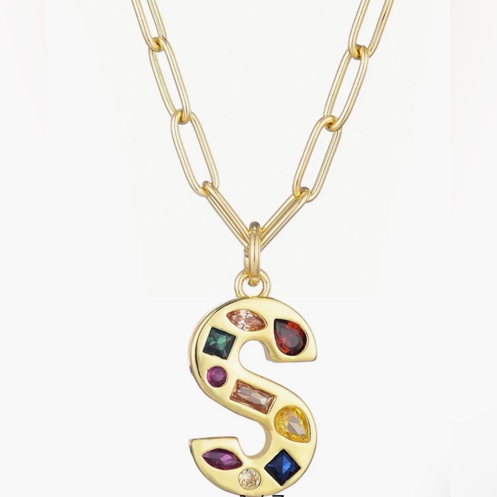 Adornia Brass / 14K Gold Plated “S” Initial Necklace NWT